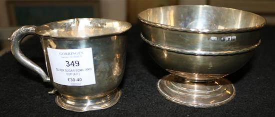 Silver sugar bowl and cup (a.f.)